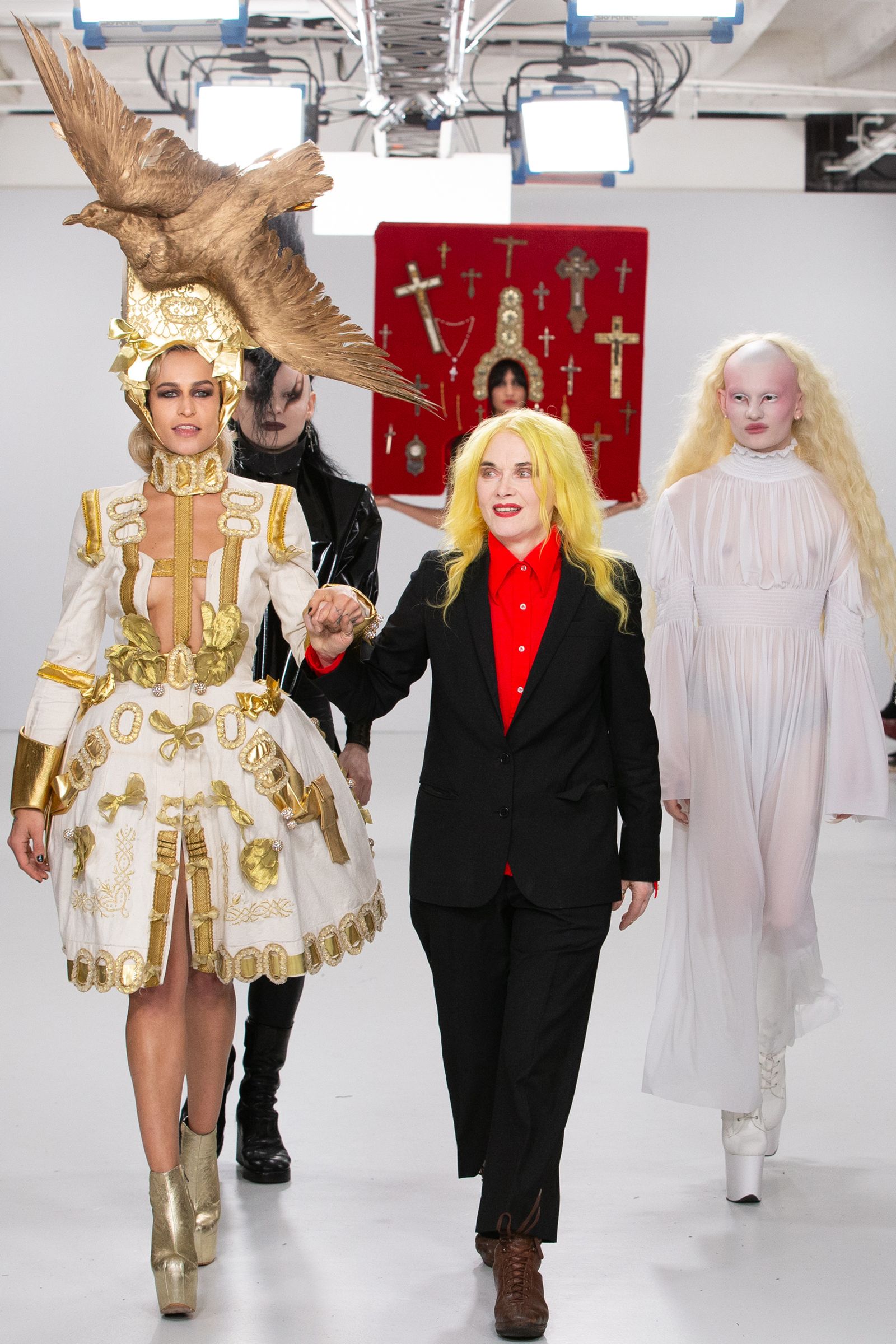 Image may contain Pam Hogg Alice Dellal Footwear, Clothing, Footwear, Clothing, People and Fashion