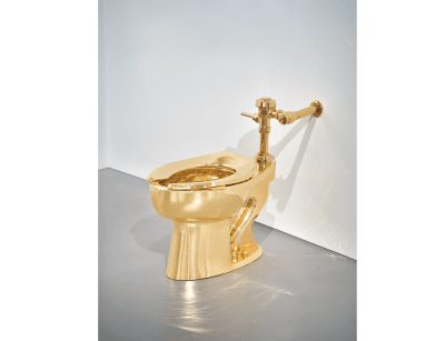 This is a golden toilet. real.