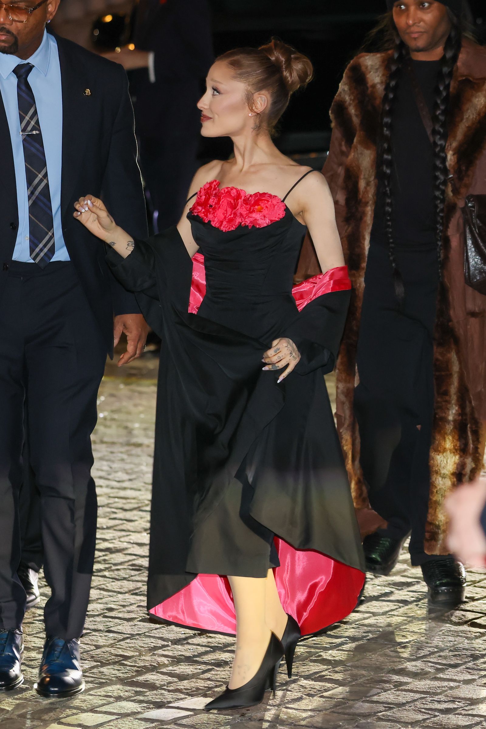 Paris, France November 7, 2025 Ariana Grande appears outside the Paris Opera House on November 7, 2025 in Paris, France.