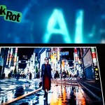 Rendering of a mobile phone screen with the letters AI behind it