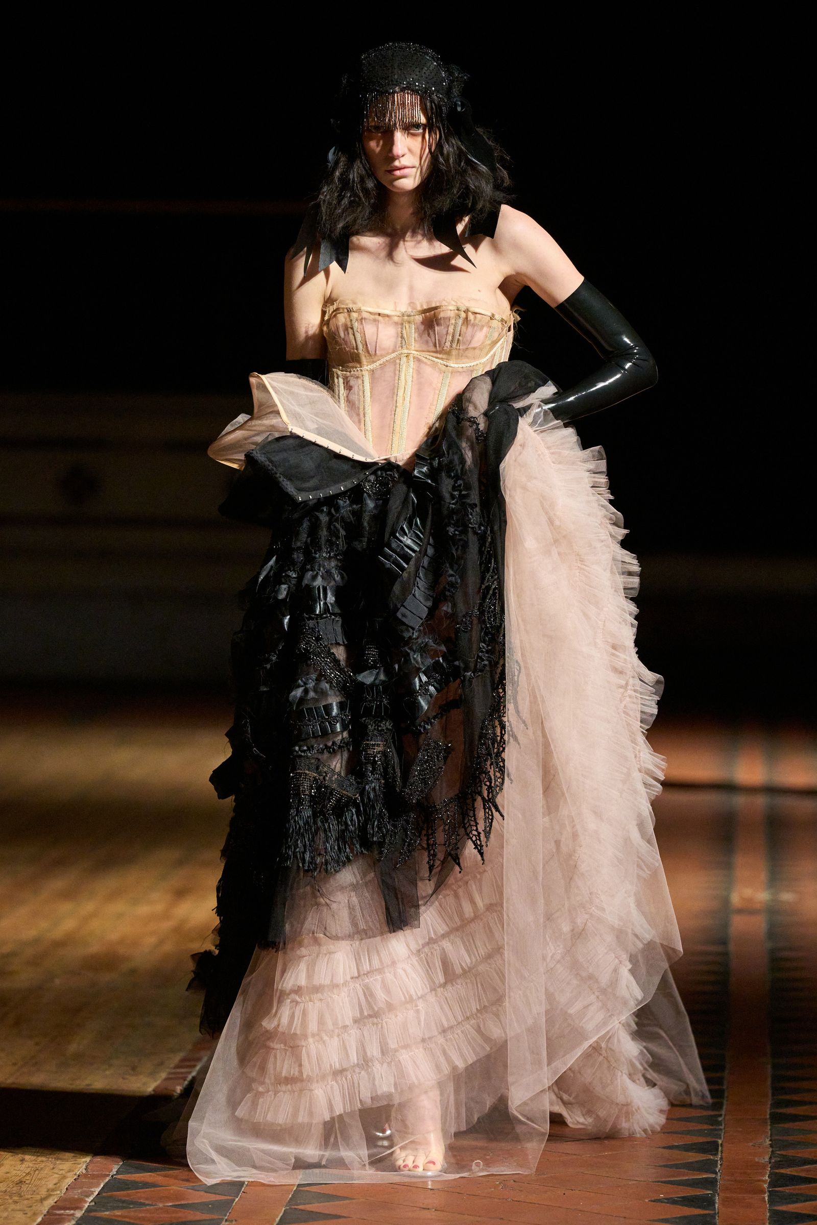 Image may contain stylish adult wedding performer solo performance outfits, dresses and gloves