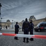 PARIS, FRANCE - OCTOBER 19: French police block the entrance to the Louvre Museum after a jewelry robbery on October 19, 2025 in Paris, France. Due to a robbery incident shortly after the Louvre opened to the public, French Culture Minister Rachida Dati announced the closure of this world-famous art museum on X day. Millions of pounds worth of historic jewelery belonging to Napoleon and Empress Josephine has been stolen, according to reports. (Photo by Kieran Ridley/Getty Images)