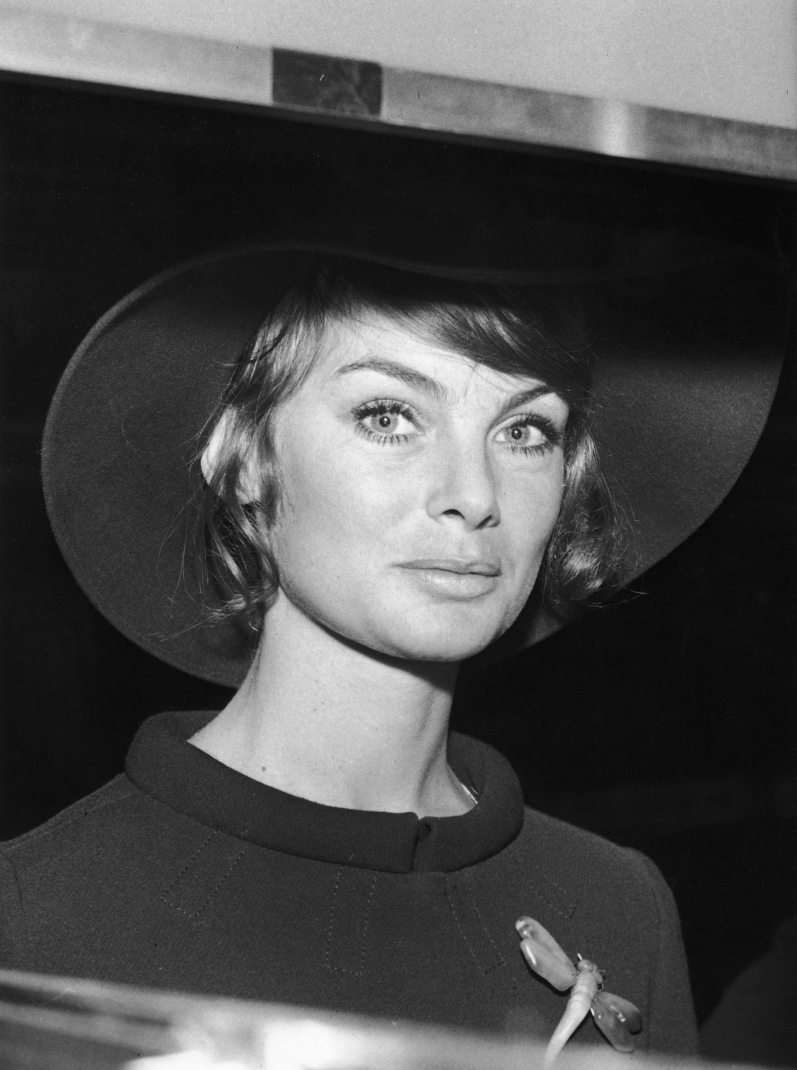 Image may contain Jean Shrimpton face, head, people photography, portrait, clothing, hat, body, part, neck and adult