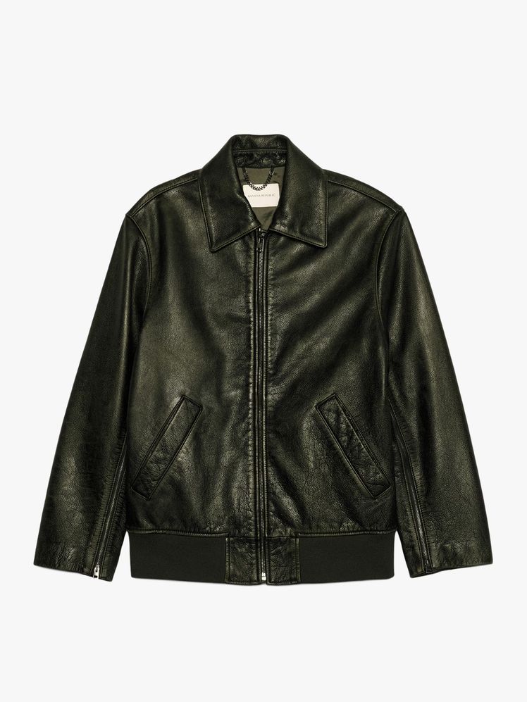 Image may contain: clothes, coats, jackets and leather jackets