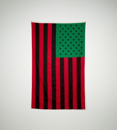 American flag in red, black and green.