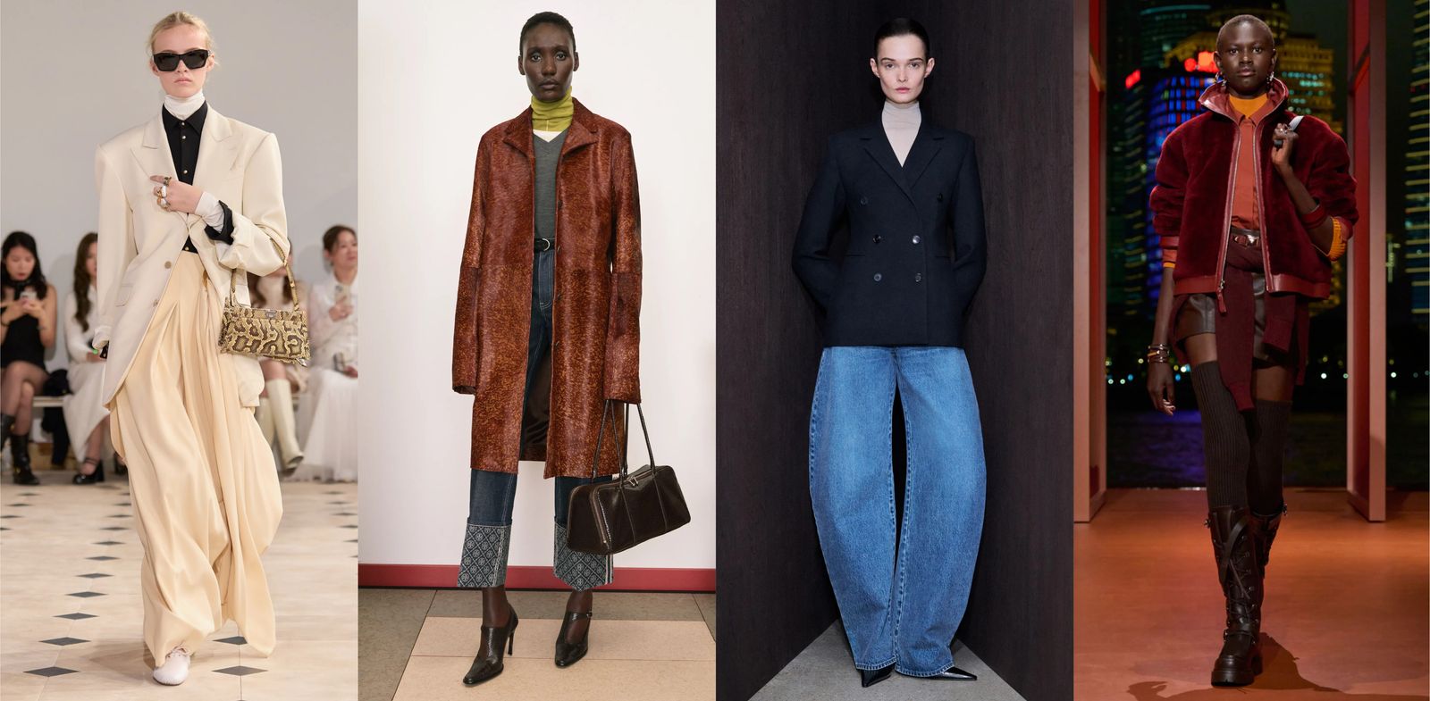 Image may contain Grace Jones Lucy Evans clothing coat jacket pants blazer adult coat and jeans