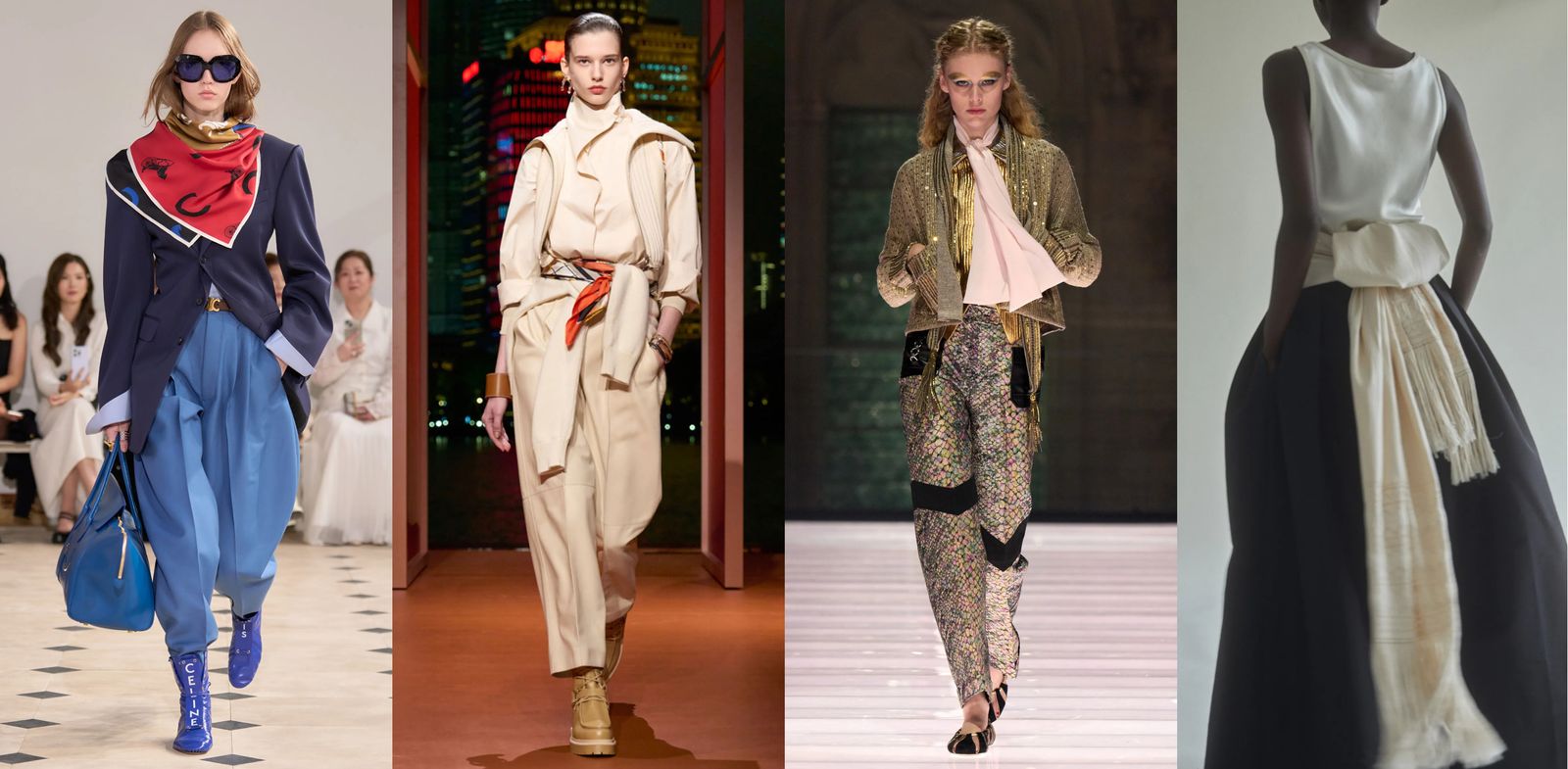 Image may contain fashion clothing, coats, adults, long sleeves, pants and scarves