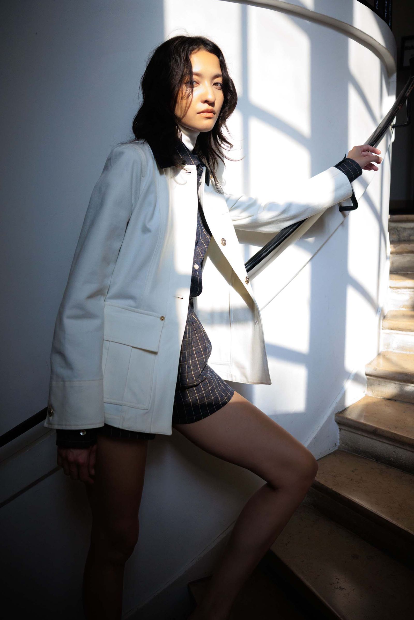 Image may contain Meisa Kuroki clothing, coats, adult blazers and jackets