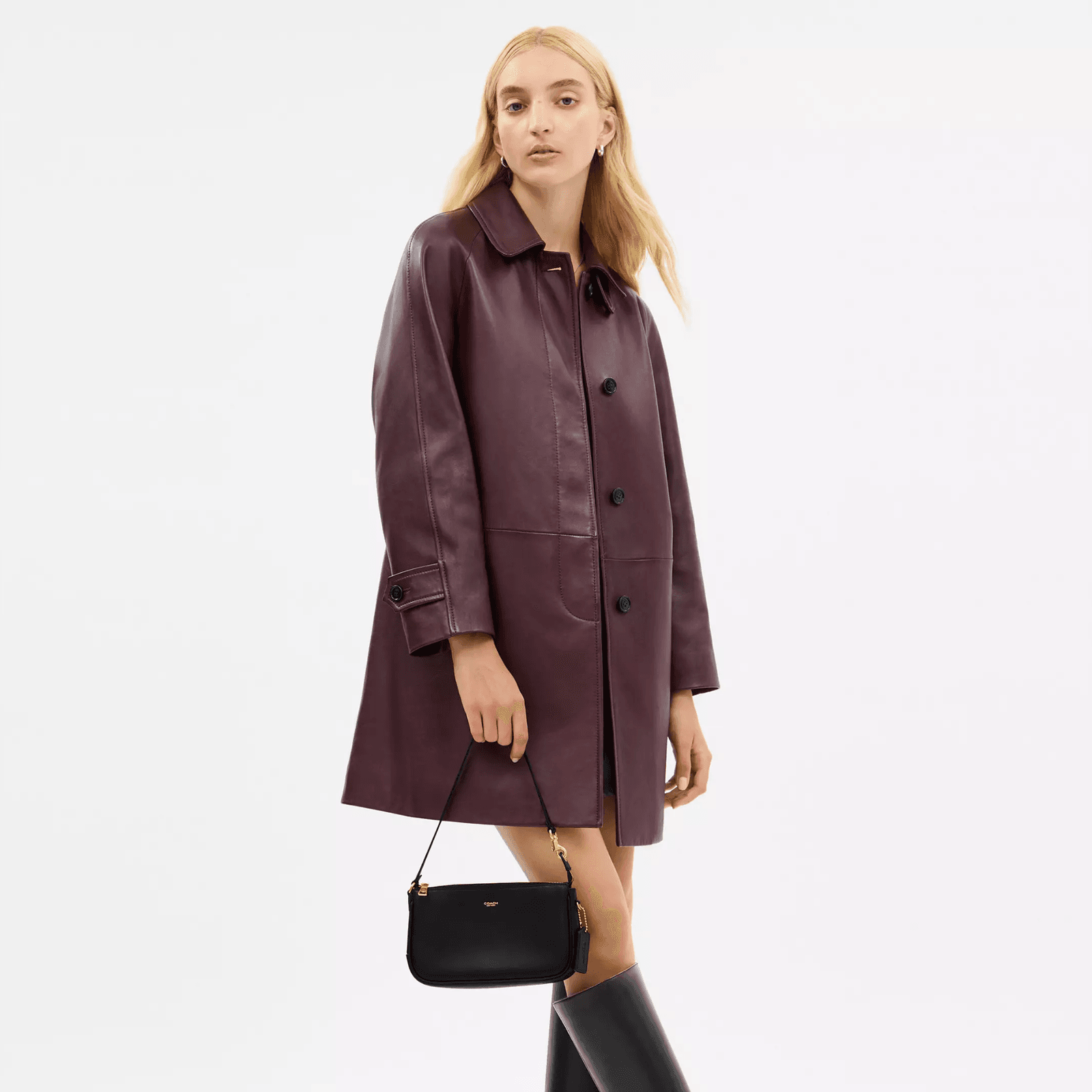 Pictures may contain clothing, coats, coats, accessories, bags and handbags