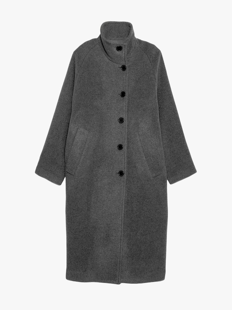 Image may contain: clothes, coat, wool and coat