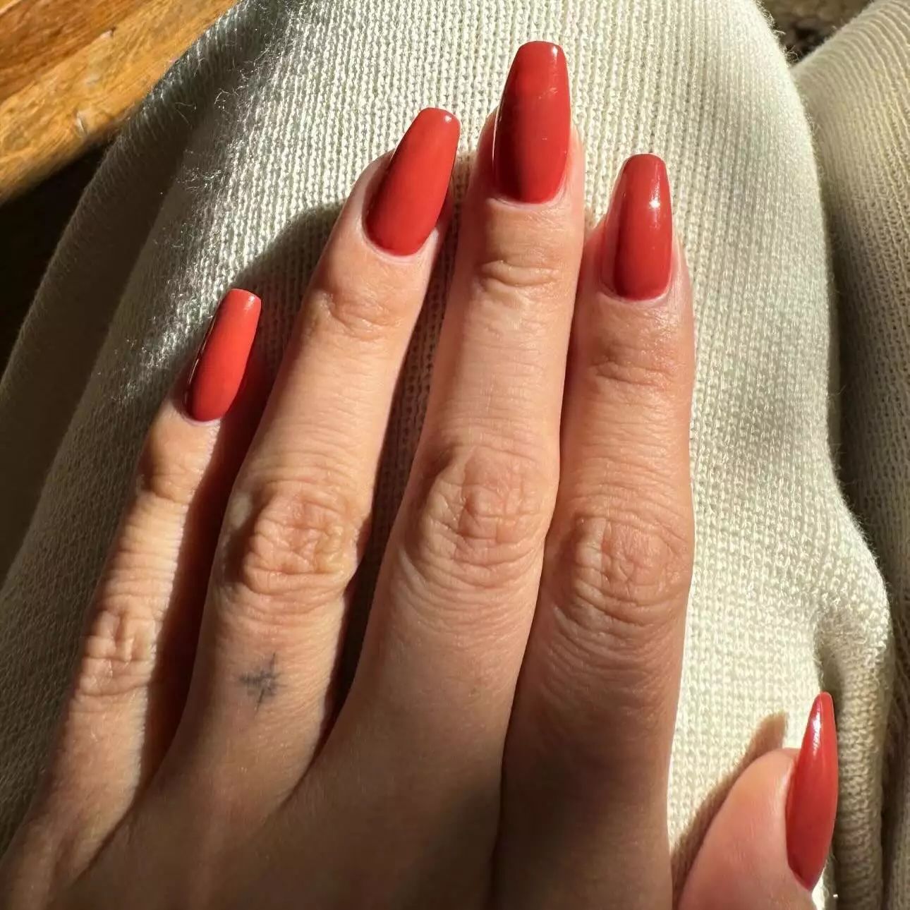 selena brick red nails