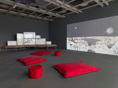 Installation view "Farewell to the world" Created by Marina Zurkow, now in the collection of the Whitney Museum of American Art.
