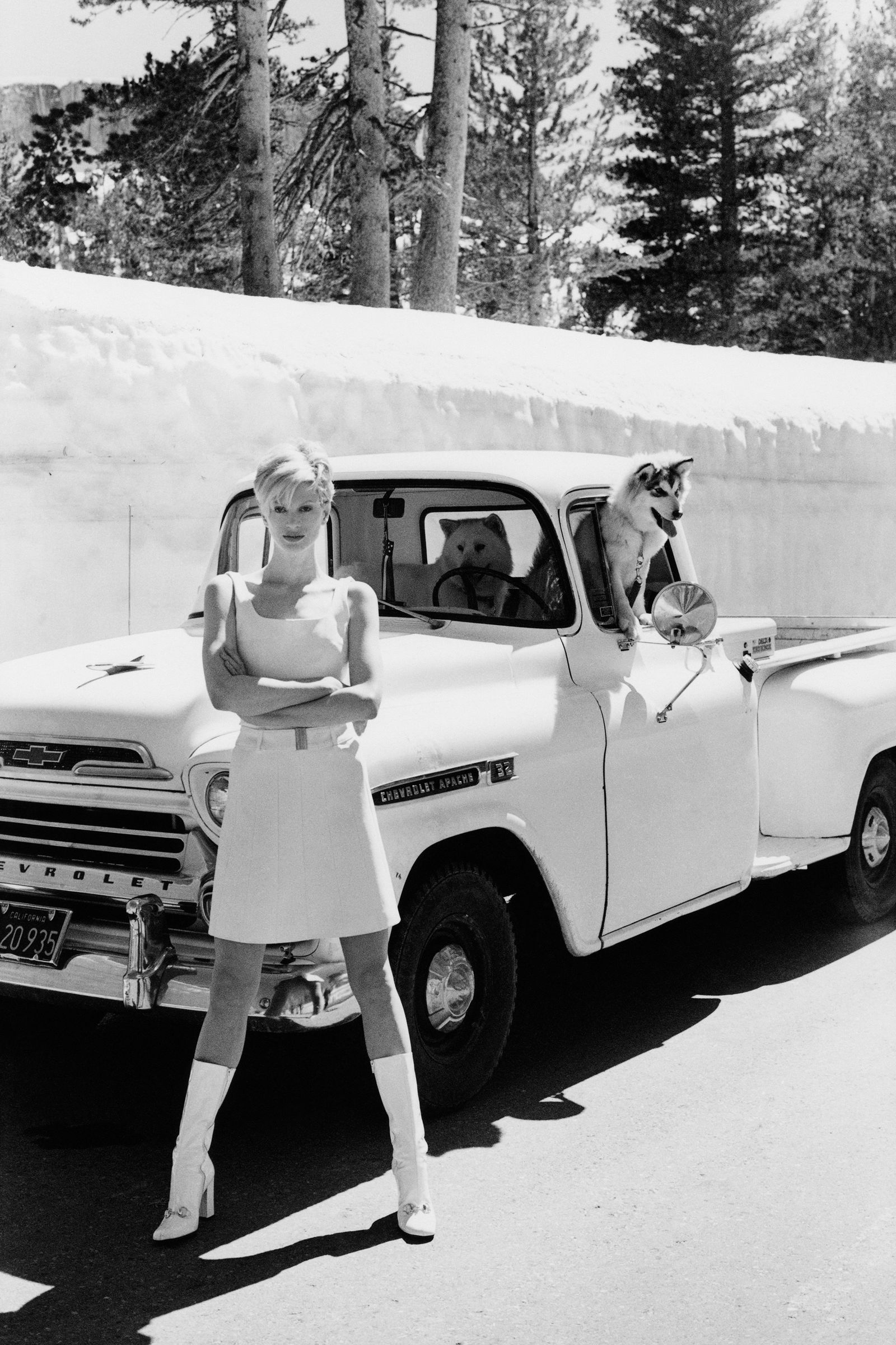 Image may contain Kristen McMenamy faces, heads, people, photography, portraits, plants, trees, adults and pickup trucks