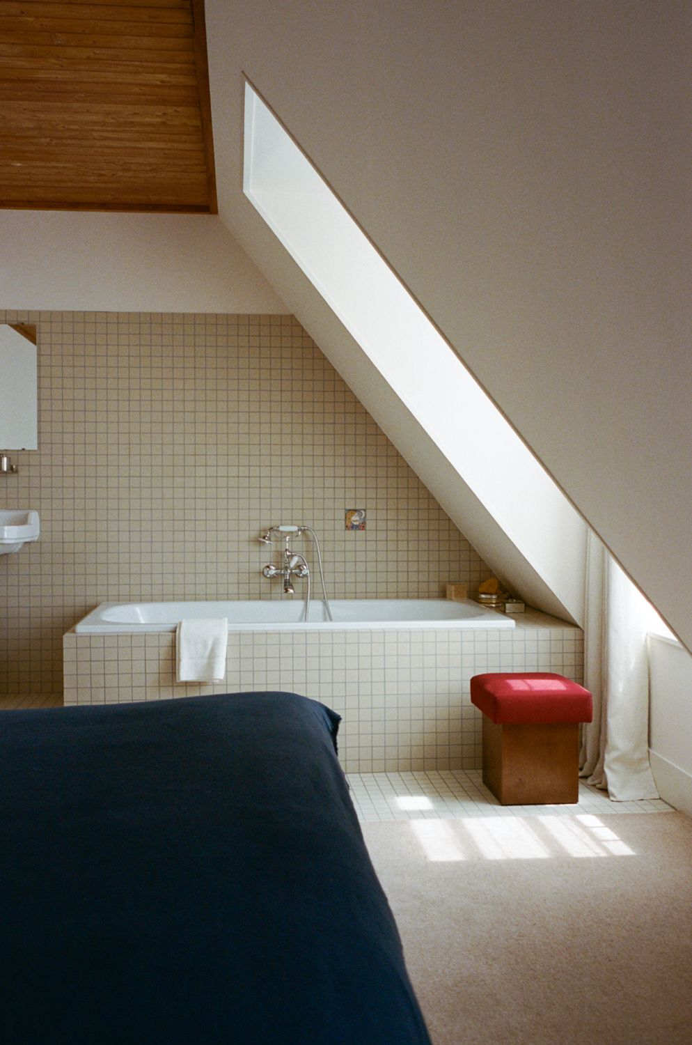 Pictures may contain interior interior design architecture building house loft room bath bed and furniture