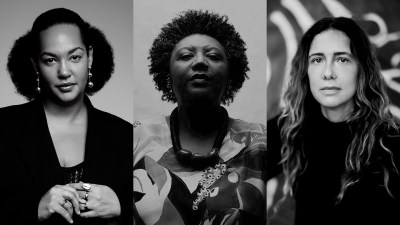 Portraits of Diane Lima, Rosana Paulino, and Adriana Varejão.