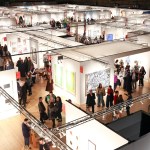Aerial view of a busy art fair.