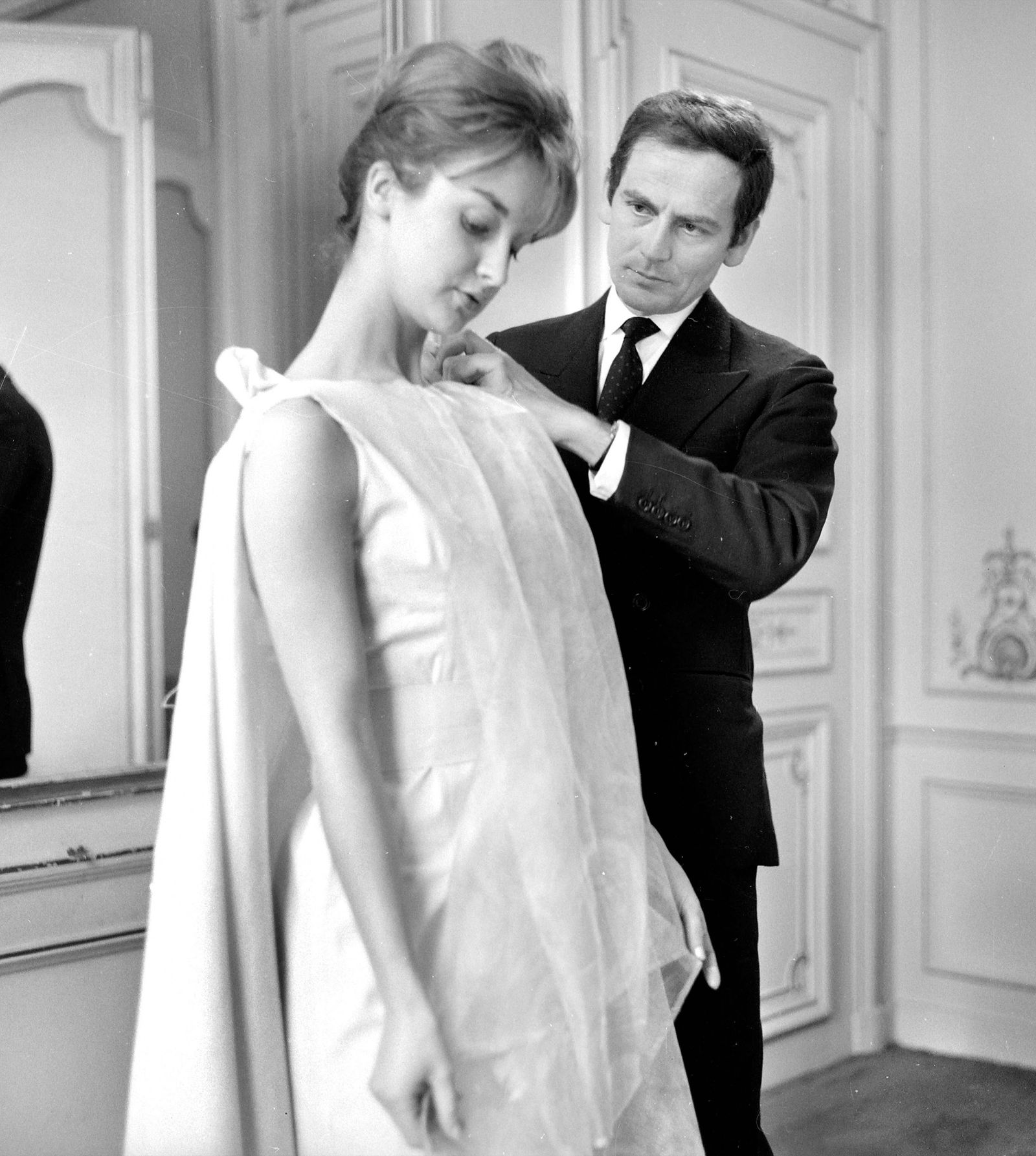 Image may contain Danièle Lebrun Pierre Cardin Clothing Formal Suits Dresses Adults Weddings and Fashion