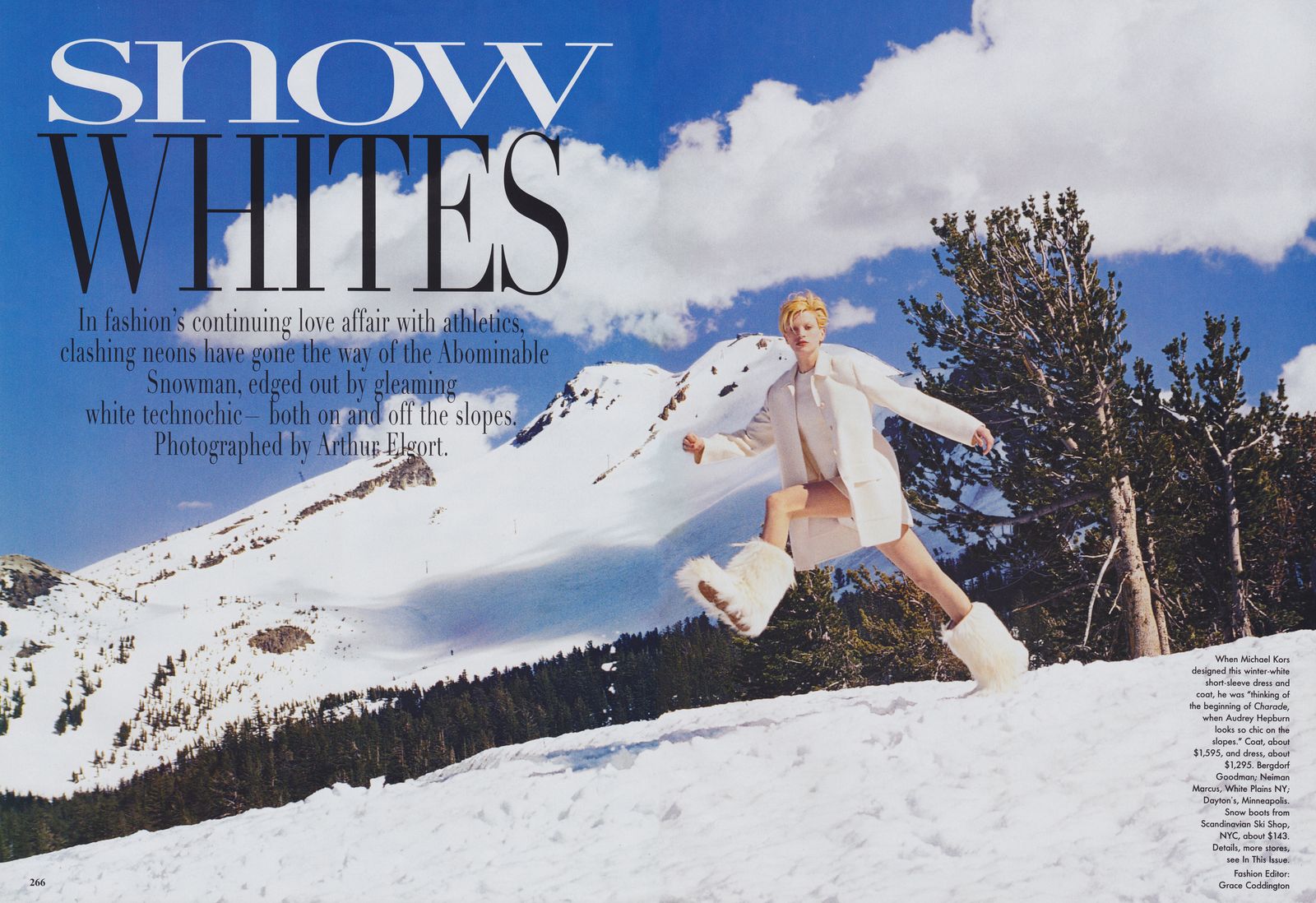 Image may contain Kristen McMenamy publications, apparel, outerwear, adult advertising and outdoor