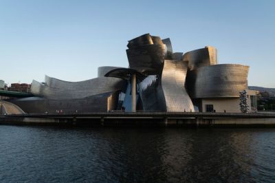 The exterior of the Guggenheim Museum in Bilbao, Spain, designed by architect Frank Gehry.