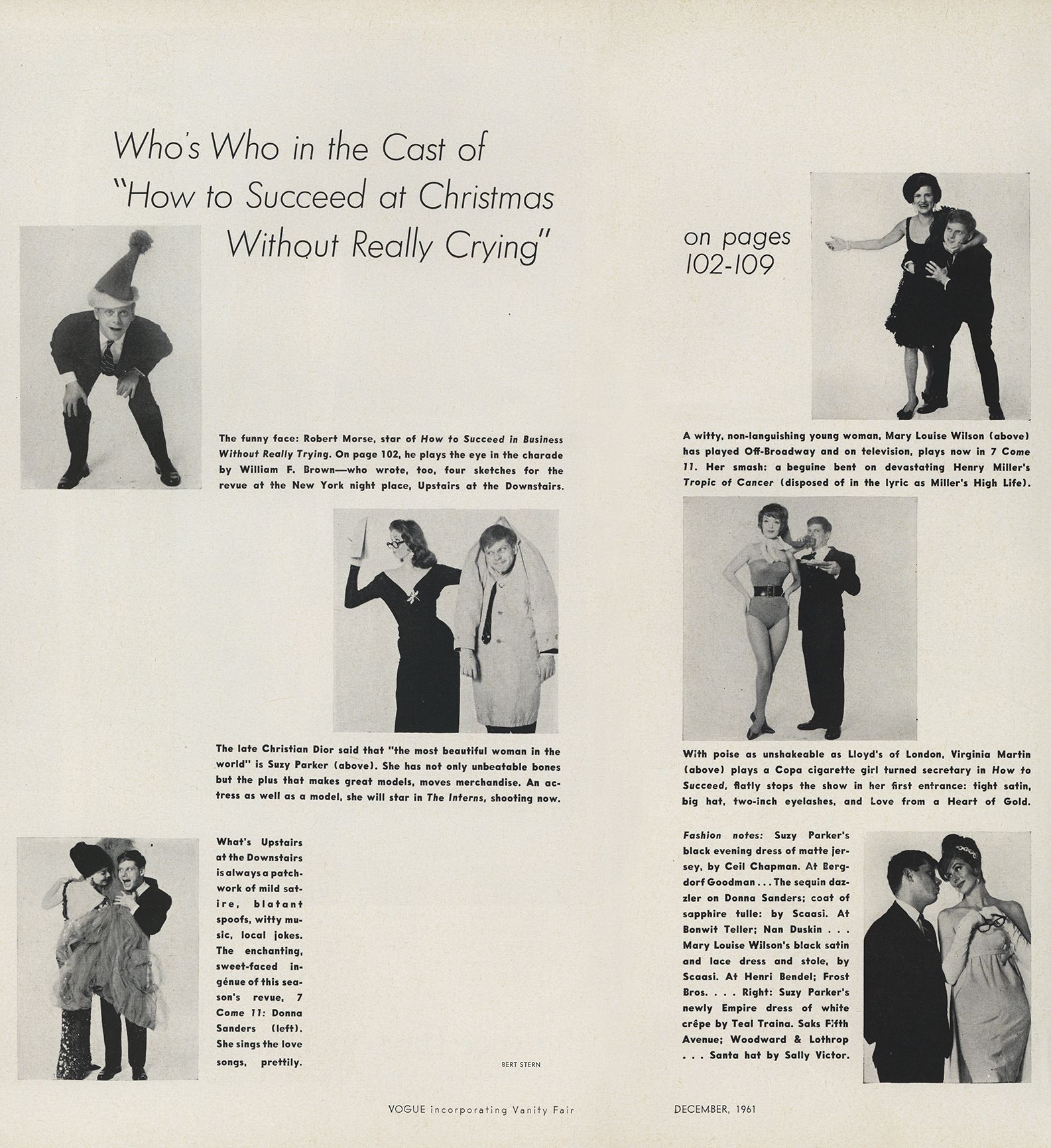 Image may contain Robert Morse Georges Poujouly Mary Louise Wilson Jack Kamen clothing formal suits and pages