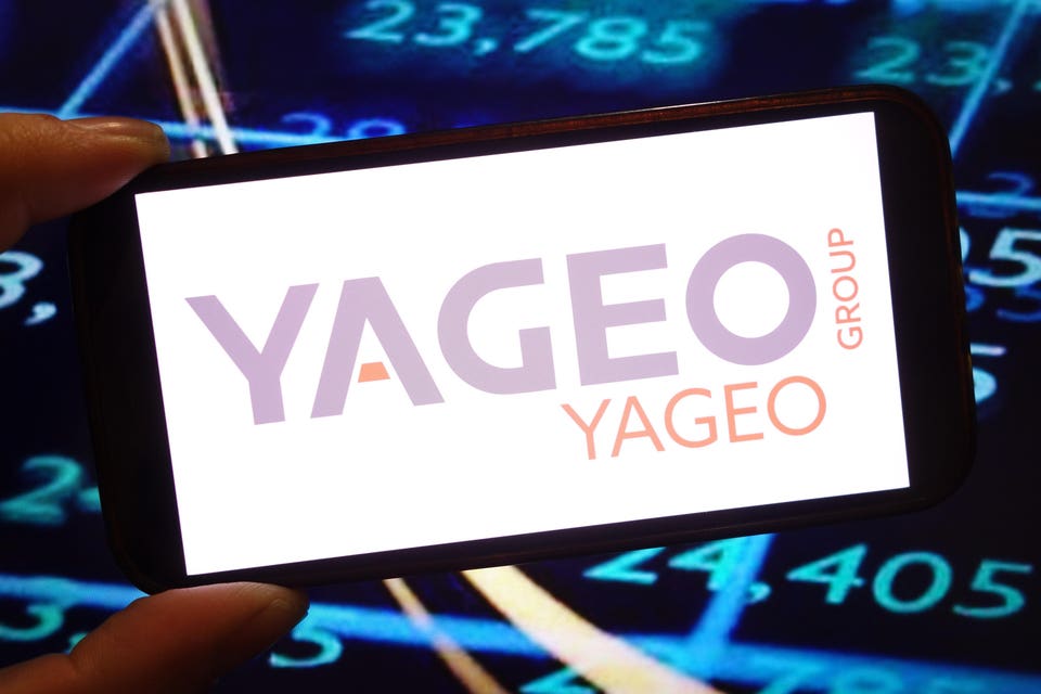 In this photo illustration, the Yageo Group company logo is...