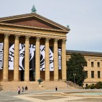 The facade of the Philadelphia Museum of Art, showing its new name and logo.
