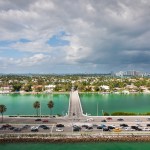 T-shaped section of the MacArthur Causeway in Miami, Florida.