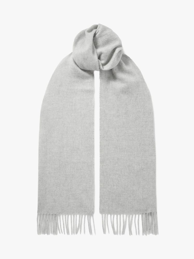 Image may contain: clothes, scarf and coat