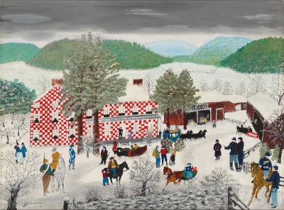 Grandma Moses, Checkered House, 1955