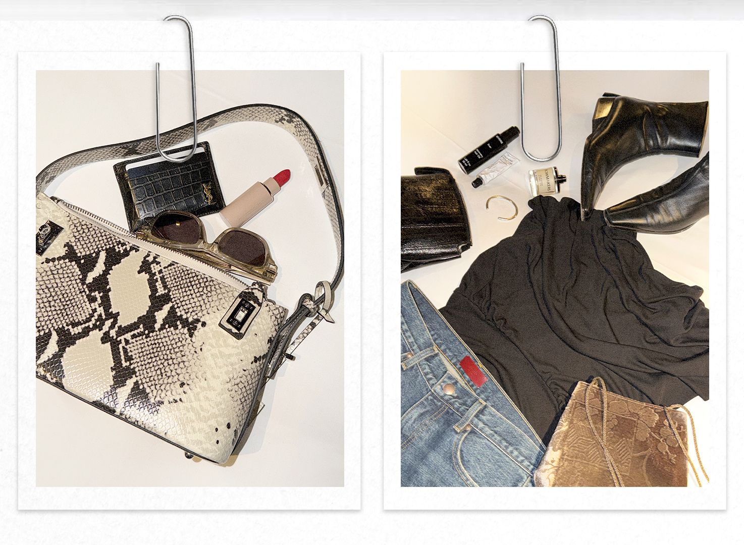 Image may contain accessories, bags, handbags, purses, clothing, jeans, pants and glasses