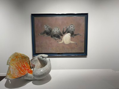 A painting of four primates.