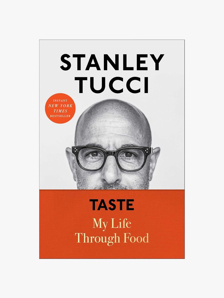Image may contain: Stanley Tucci, Book, Publication, Advertisement, Poster, Adult, Person, Face, Head, Novel, and Accessories