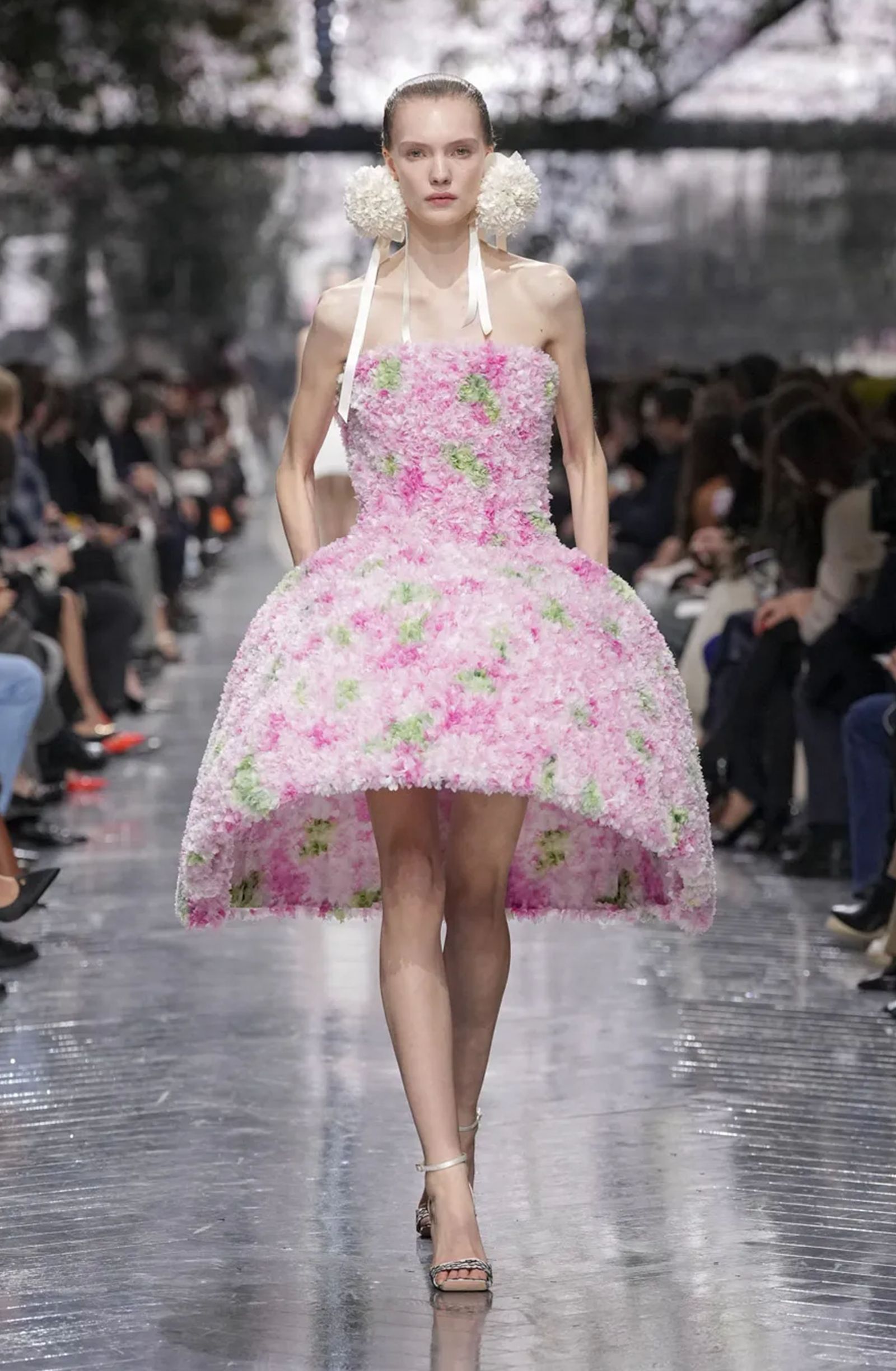 Image may contain adult fashion performers, solo performances, clothing, gowns, formal attire, footwear and shoes