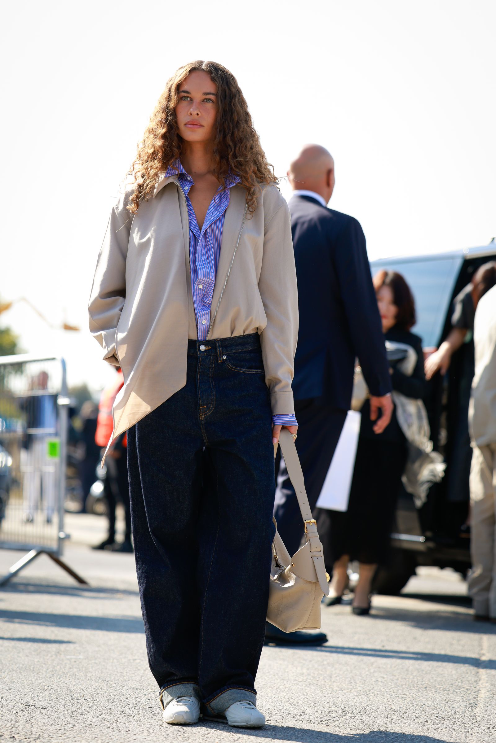 Image may contain Ophlie Meunier Blazer Clothing Coats Jackets Pants Accessories Bags Handbags Adult and Personal