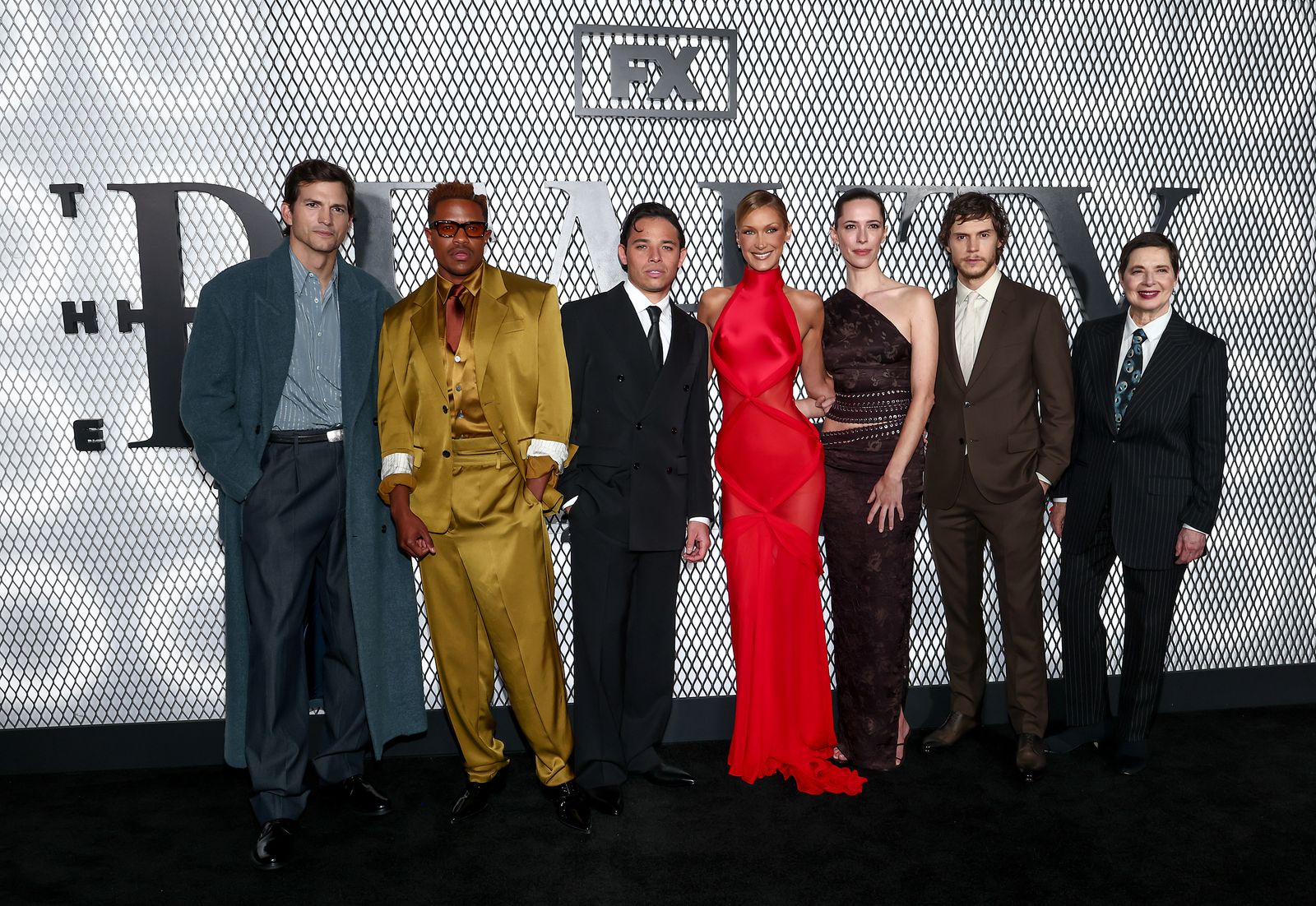 Ashton Kutcher, Jeremy Pope, Anthony Ramos, Bella Hadid, Rebecca Hall, Evan Peters and Isabella Rossellini attended the red...