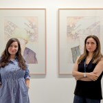 Portraits of Beatriz Cifuentes and Faiza Butt in front of two paintings.