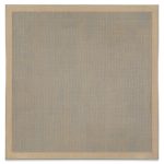 A painting made of very tight dense grid of black lines of a beige background.