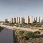 Model of the museum, there is a long road leading to it.