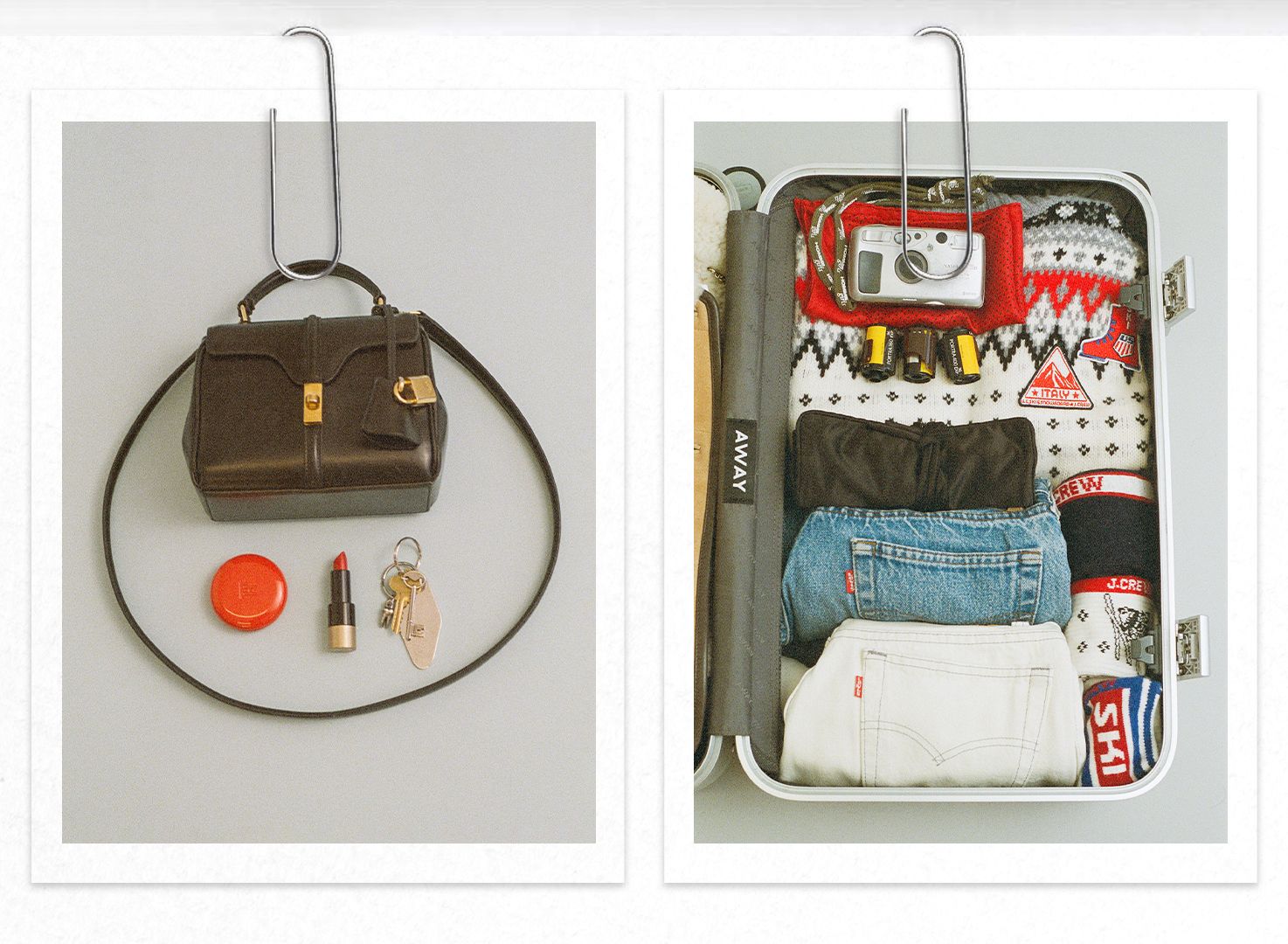 Image may contain accessories, bags, handbags, purses, cosmetics, lipstick, clothing, jeans and pants