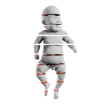 Digital rendering of a sliced ​​baby.