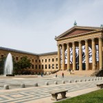 The facade of the Philadelphia Museum of Art, showing its new name and logo.