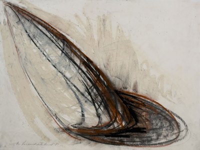 One drawing shows a sculpture rising upward.