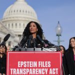 WASHINGTON, DC - NOVEMBER 18: Epstein abuse survivor Lisa Phillips speaks during a press conference with lawmakers regarding the Epstein Documents Transparency Act outside the U.S. Capitol on November 18, 2025 in Washington, DC. The House of Representatives is expected to vote today on a bill that would direct the U.S. Department of Justice to release all documents related to late accused sex trafficker Jeffrey Epstein. (Photo by Heather Diehl/Getty Images)