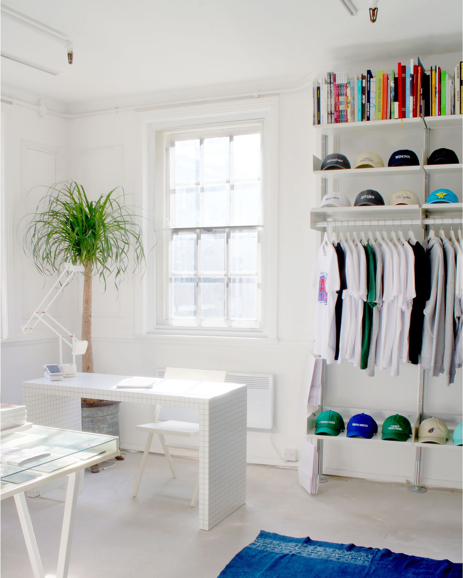 Image may contain indoor furniture, chairs, plants, locker rooms and helmets