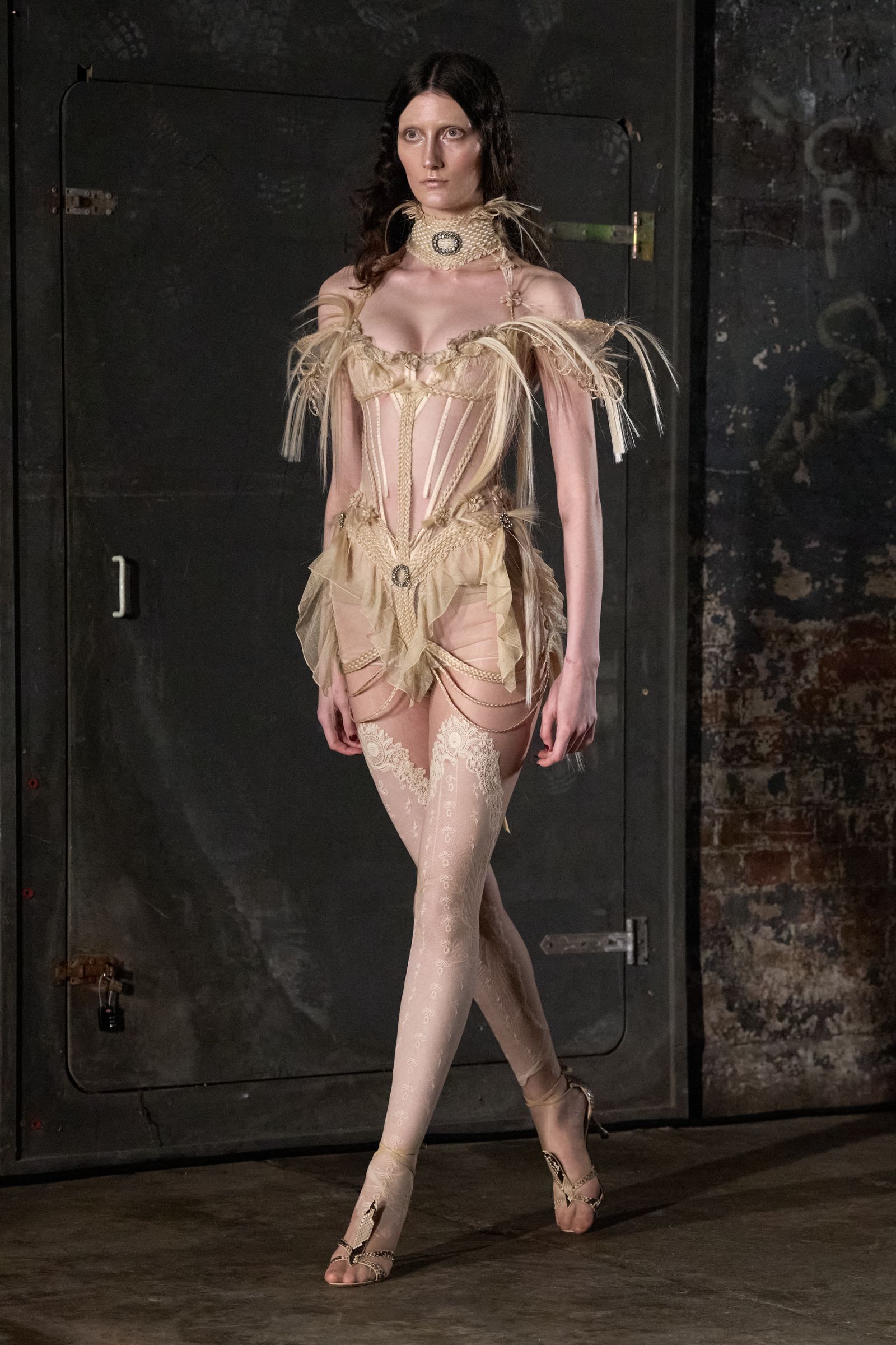 Image may contain Jessica Lea Mayfield adult fashion apparel shoes heels and performers