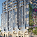 Rendered image of an apartment building.