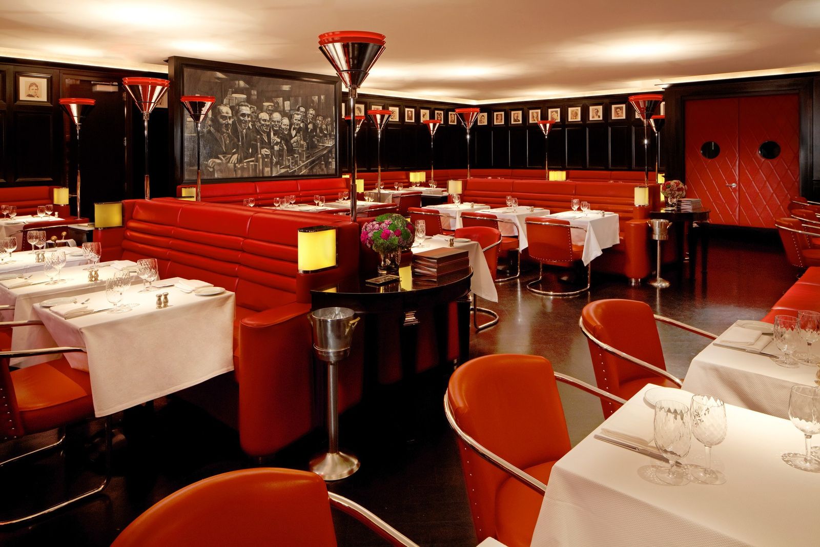 Image may contain restaurant furniture, chairs, cafe, cafeteria, dining room, Al Bowlly and bar