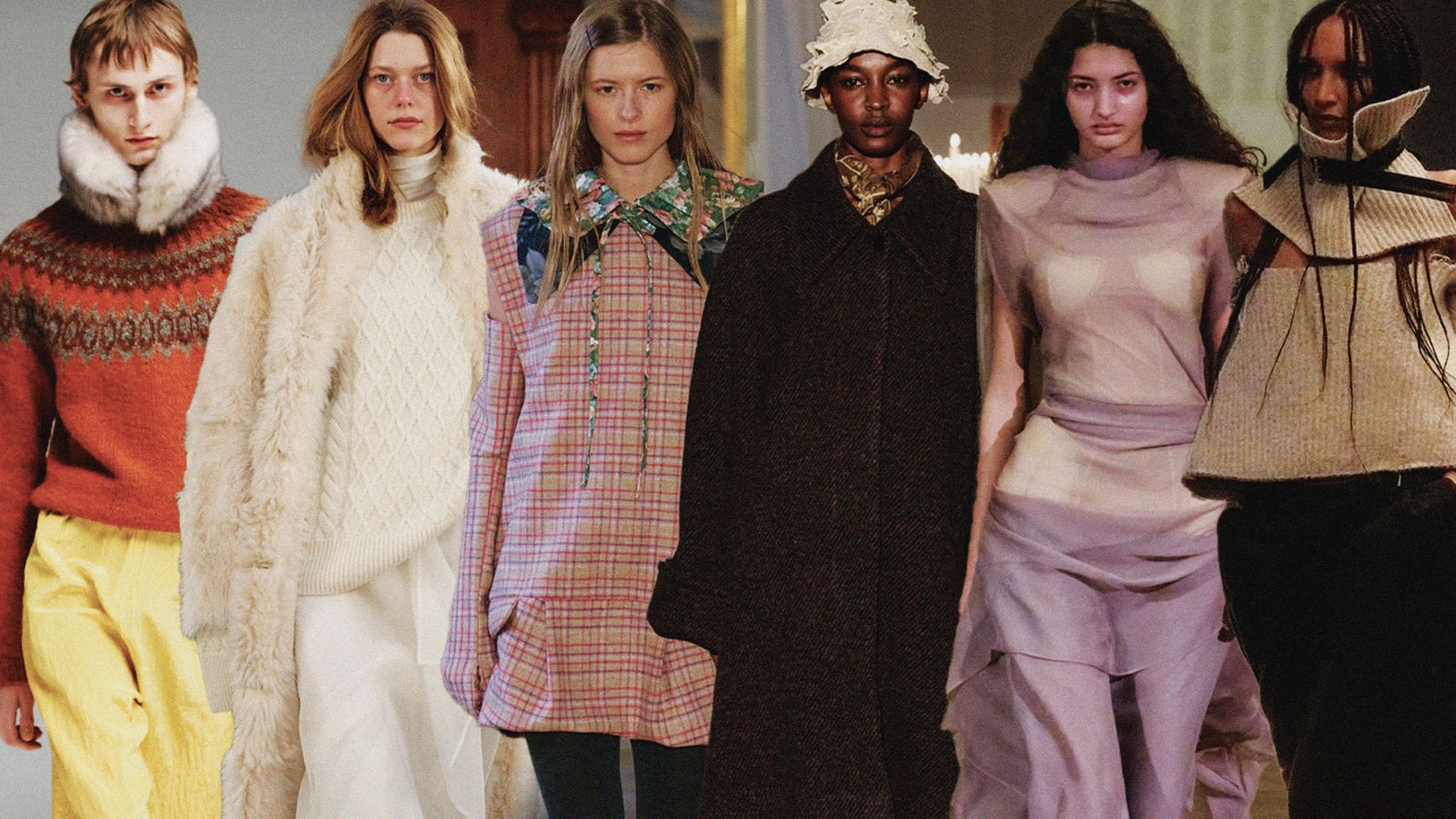 Image may contain people, clothing, coats, adult fashion wedding faces, heads and shirts