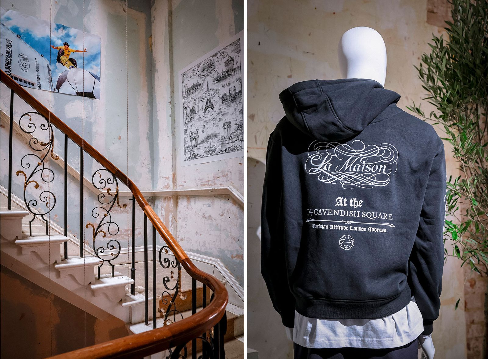 Image may contain clothing, knitwear, sweaters, sweatshirts, hoodies, architecture, buildings, houses and stairs.