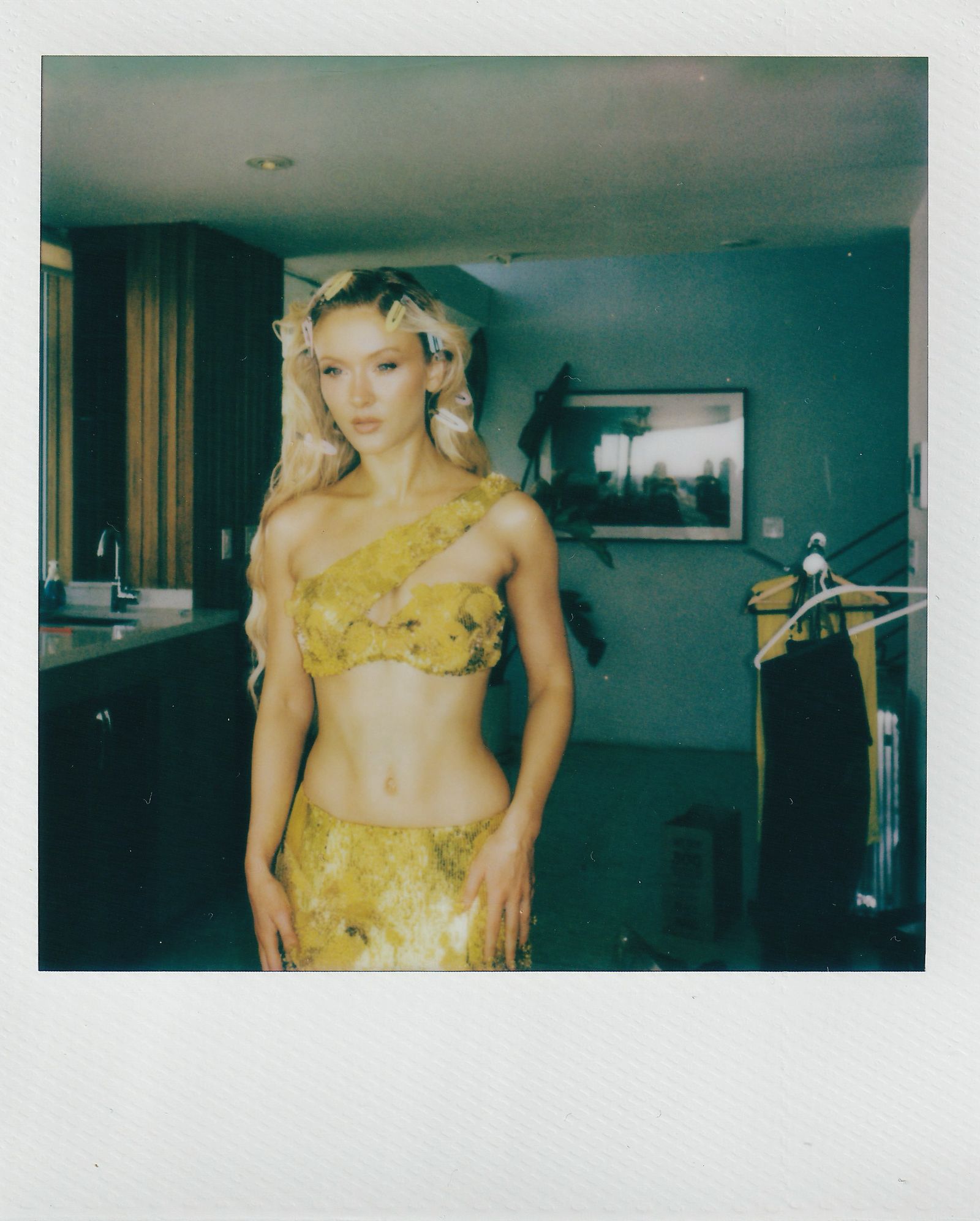 Image may contain Zara Larsson face, profile picture, portrait, clothing, swimwear, adult wedding and apparel